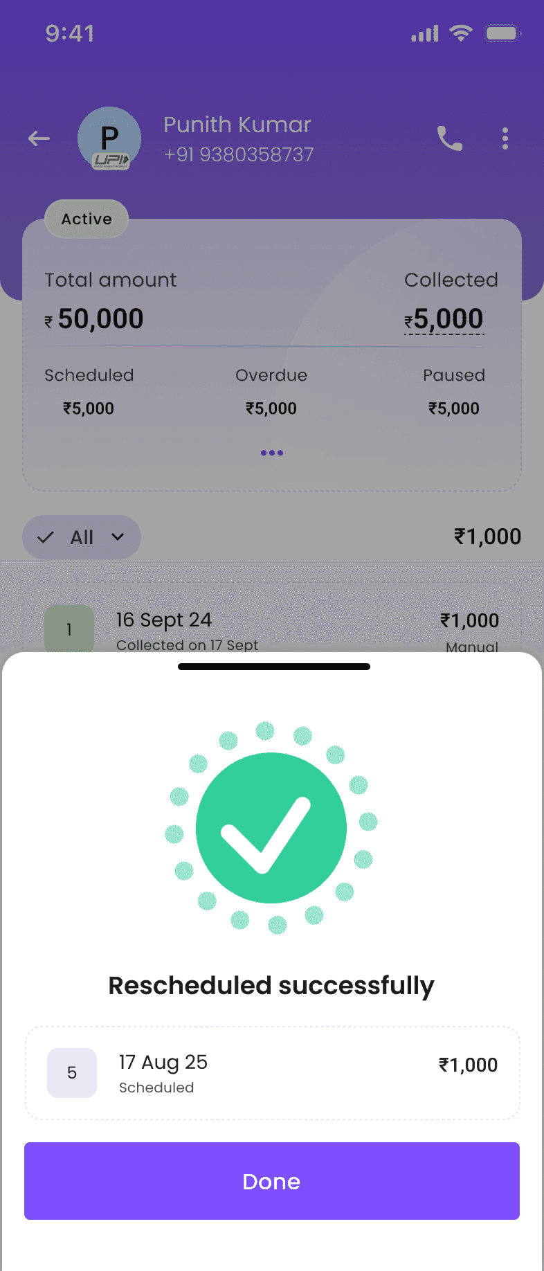 Reschedule confirmation screen before and after redesign — after