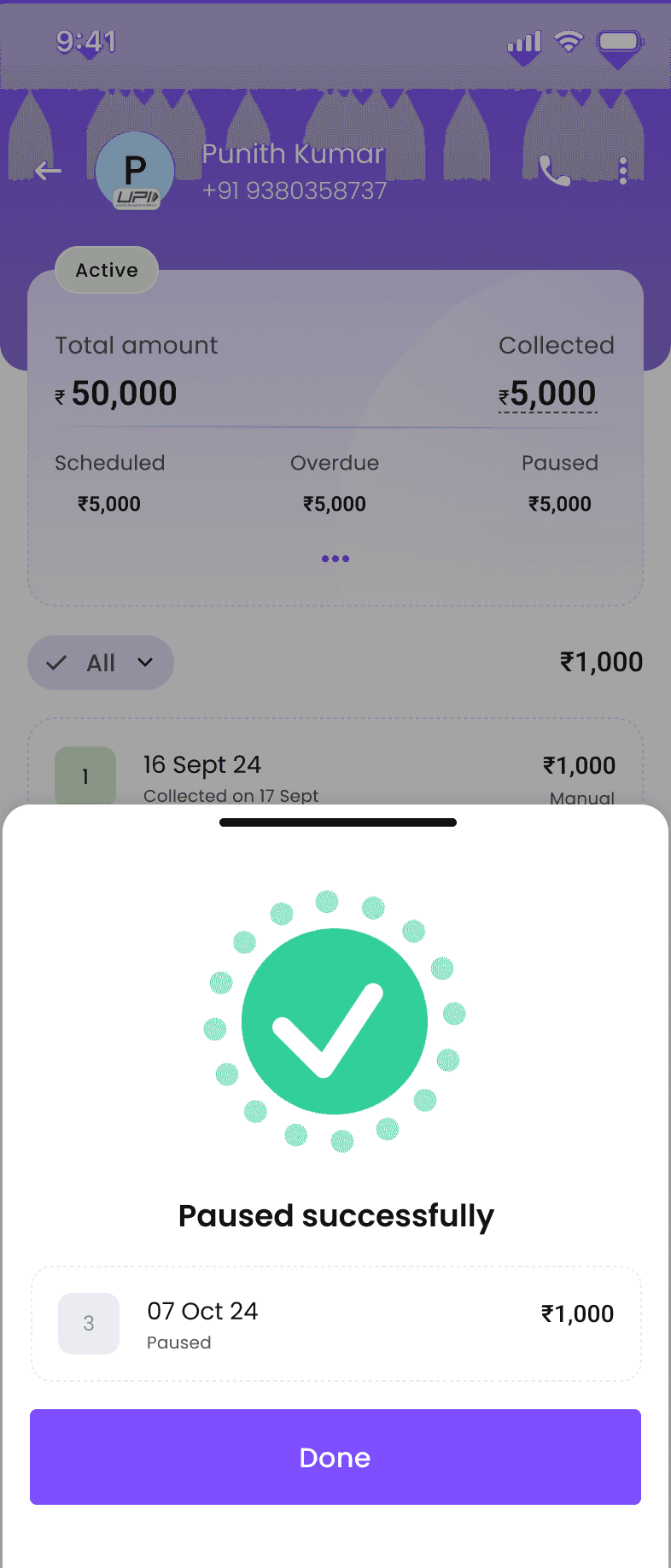 Pause instalment confirmation screen before and after redesign — after