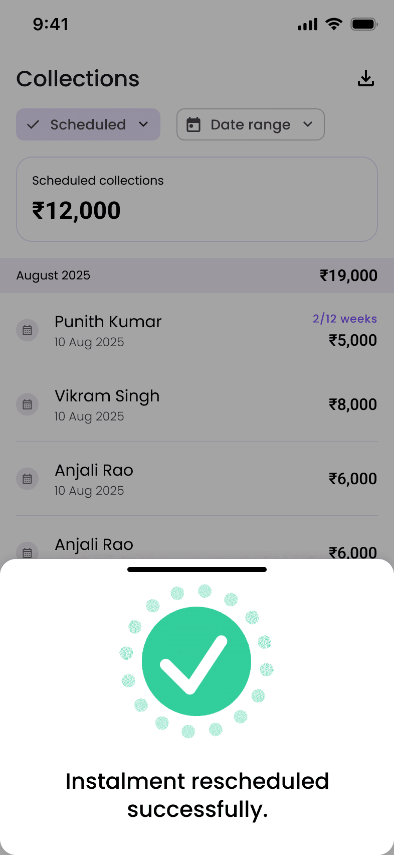 Reschedule confirmation screen before and after redesign — before
